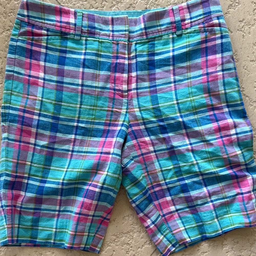VTG Talbots Vibrant Plaid Women's Shorts - Blue, Pink, Green